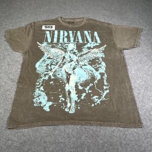 Nirvana In Utero Angel T Shirt Mens Large Gray Acid Wash Graphic Cotton Grunge
